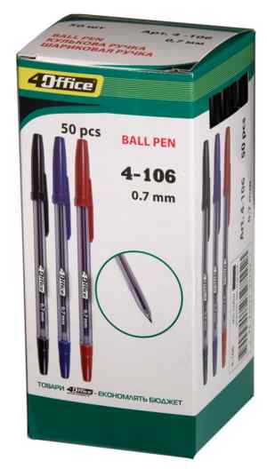 Ручка шариковая 4Оffice 4-106, прозрачный корпус, красная - фото 1