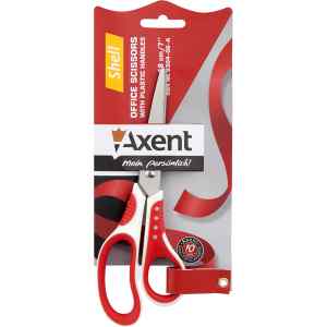 Ножиці офісні 18 см Axent Shell, біло-червоні - фото 1