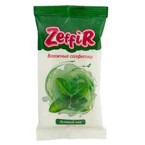 Серветки вологі Zeffir, в упаковці 15 штук, зелений чай - фото 1