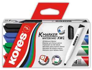 Набір маркерів 4 кольори для сухостираємих дошок Kores - фото 1