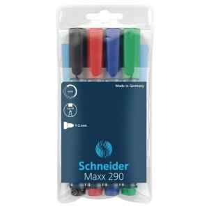 Набір маркерів 4 кольори для сухостираємих дошок Schneider Maxx 290 - фото 1