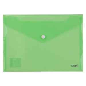 Папка-конверт на кнопці А5 Axent, прозора, зелена - фото 1