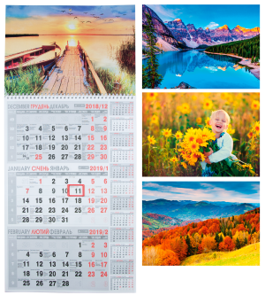 Календар настінний квартальний Buromax, на 1-й пружині, асорті - фото 1