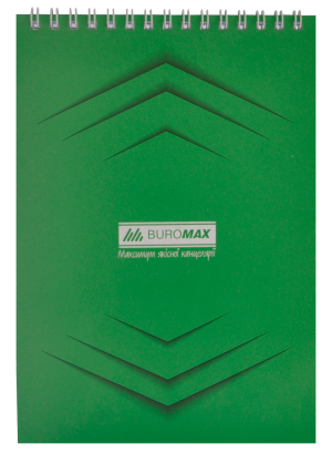Блокнот А5, горизонтальная спираль, 48 л, Buromax Monochrome, зеленый - фото 1