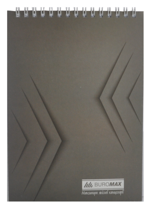 Блокнот А5, спіраль зверху, 48 аркушів, Buromax Monochrome,  сірий - фото 1