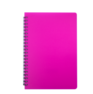 Блокнот А5, спіраль збоку, 60 аркушів, Buromax Bright, пластикова обкладинка, рожевий - фото 1