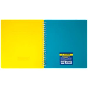 Блокнот В5, двухсторонний, боковая спираль, 96 л., Buromax Fuchsia, пластиковая обложка, желто-голубой - фото 1
