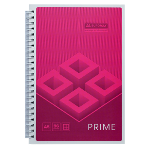Блокнот А5, спіраль збоку, 96 аркушів, Buromax Prime, рожевий - фото 1