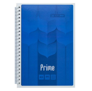 Блокнот А5, спираль с боку, 96 л,  Buromax Prime, синий - фото 1