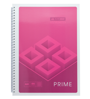 Блокнот А4, спіраль збоку, 96 аркушів, Buromax Prime, рожевий - фото 1