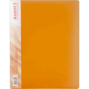 Папка з боковим притиском А4 Axent з карманцем, помаранчево-прозора - фото 1