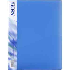 Папка з боковим притиском А4 Axent з карманцем, синьо-прозора - фото 1