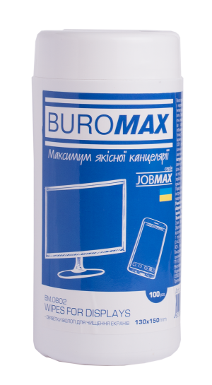 Серветки чистящі Buromax Jobmax для оргтехніки дезинфікуючі в пл.боксі, вологі, 100 шт. - фото 1