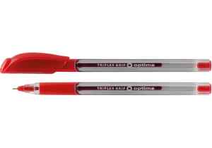 Ручка масляна OPTIMA TRIPLEX GRIP 0,7 мм, червона - фото 1