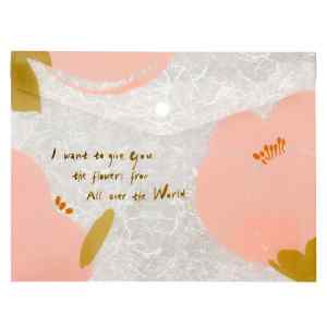 Папка-конверт на кнопці А5 Axent Fleur, імітація тканини, рожева - фото 1