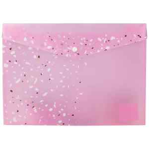 Папка-конверт на кнопці А4 Axent Shine, з блискітками, рожева - фото 1