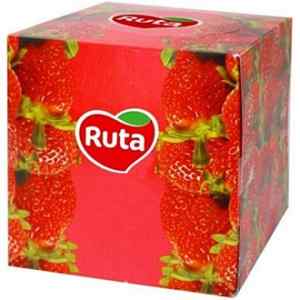 Серветки косметичні у картонному боксі, Ruta Палітра червоні, білі, 2-х шарові, 80 шт., куб, асорті - фото 1