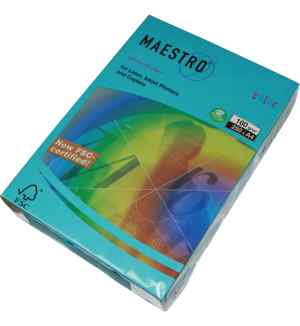 Папір кольоровий Maestro Color Intensive А4, 160 г/м2, синій(aqua blue) AB48, 250 арк. - фото 1