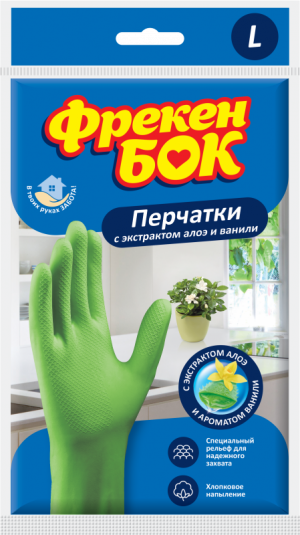 Перчатки господарські Фрекен Бок, L, з екстрактом Алое+Ваніль - фото 1