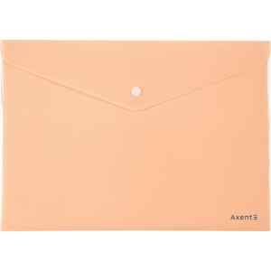 Папка-конверт на кнопці А4 Аxent, Pastelini,180 мкм., не прозора, персикова - фото 1