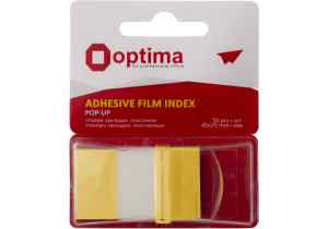 Стикер-закладки, 25 х 45 мм, 50 л. желтые, Optima, неоновые, пластиковые, прозрачные - фото 1