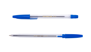 Ручка кулькова Вuromax-8117, прозорий корпус синій - фото 1