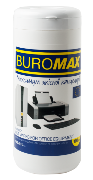 Серветки для оргтехніки Buromax в боксі, вологі, 100 шт. - фото 1