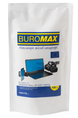 Серветки чистящі Buromax для моніторів, запасні, вологі, 100 шт. - фото 1