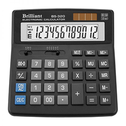 Калькулятор Brilliant BS-320, 156x157x34 мм, 12-разрядный, черный	 - фото 1