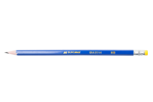 Олівець графітовий НВ, з гумкою, Buromax 8514, синій - фото 1