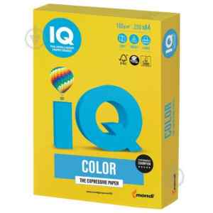 Бумага цветная IQ Color Intensive А4,160 г/м2, светло-желтая (mustard) IG50, 250 л.	  - фото 1