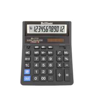 Калькулятор Brilliant BS-777С, 205 x 159 x 27мм, 12 розрядный, 2 источника питания	 - фото 1