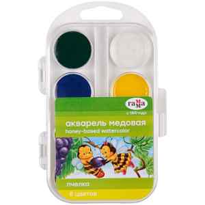 Фарби акварельні Гамма Бджілка, 8 кольорів - фото 1