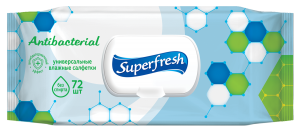 Салфетки влажные Superfresh, в упаковке 72 штук, с клапаном, антибактериальные - фото 1