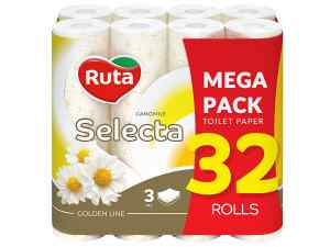 Туалетний папір Ruta Selecta, ромашка, 3-х шаровий, 32 рул - фото 1