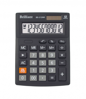 Калькулятор Brilliant BS-212NR, 103x137x31мм, 12-разрядный, 2 источника питания	  - фото 1