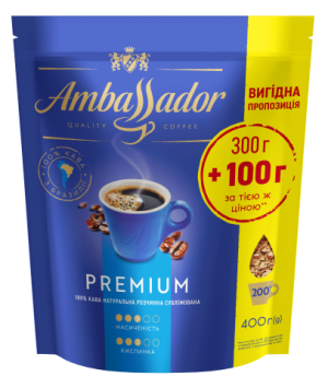 Кава розчинна  Ambassador Premium, 400 г м'яка упаковка - фото 1