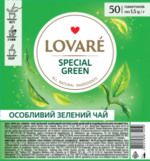 Чай зелений 50 пак, Special Green LOVARE - фото 1