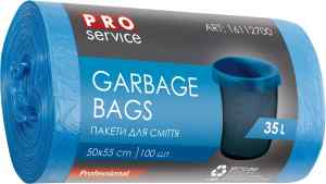 Мешки для мусора Proservice HD, 50 см х 55 см, 35 л, 100 шт., синие - фото 1