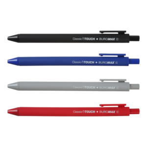 Ручка масляная Buromax Rubber Touch 0,5мм корпус ассорти, синяя - фото 1