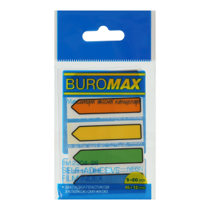 Стикер-закладки  Buromax стрелки, 45 х 12 мм, 5 цветов по 20 л, неоновые, пластиковые  - фото 1