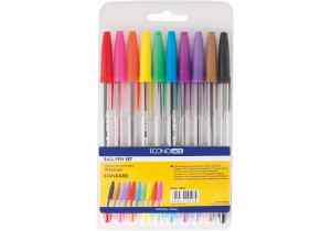 Набір кулькових ручок Economix Standart, в наборі 10 кольорів - фото 1