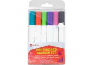 Набір маркерів для білих дошок Optima 2 мм, 6 кольорів в пеналі - фото 1