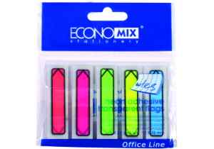 Стикеры-закладки Economix, Указатели,12х45 мм, 125 шт., 5 неоновых цветов - фото 1