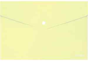 Папка-конверт на кнопке А4 Economix, глянцевая, не прозрачная, желтая - фото 1