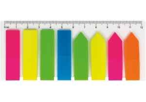 Стікер-закладки Economix 12х45 мм, 8 кольорів з лінійкою, пластикові неонові - фото 1
