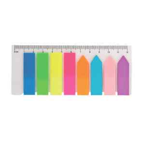Стікер-закладки, 12х42 мм, прямокутні+стрілки, 200 арк, 8 кольорів, Buromax, неонові, пластикові - фото 1