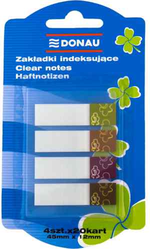 Закладки полипропиленовые Donau, 45 х 12 мм, с клейким слоем в диспенсере, с узором, 4 шт х 20 листов - фото 1