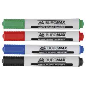 Набір маркерів 4 кольори для письма на сухостираємих  дошках і гладких поверхнях Buromax 8800 - фото 1