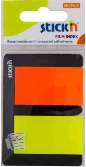Стікер-закладки, 25 х 45 мм, 50 аркушів, 2 кольора, Stick'n, неонові, пластикові - фото 1
